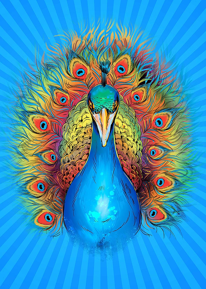 Peacock Bird painted