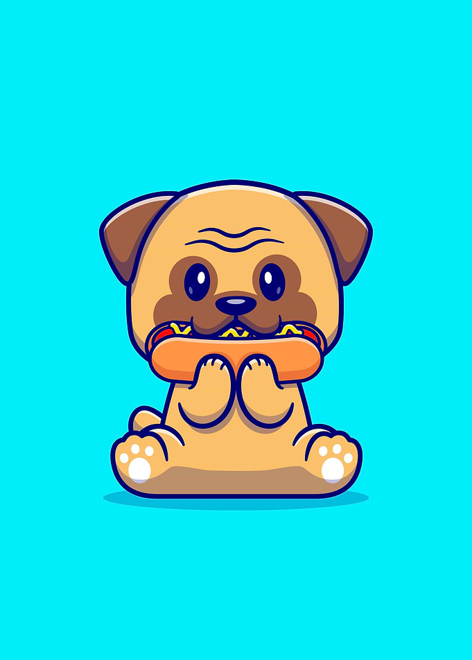 puk dog eating hot dog