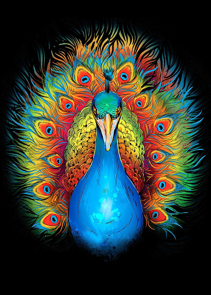 Peacock Bird painted