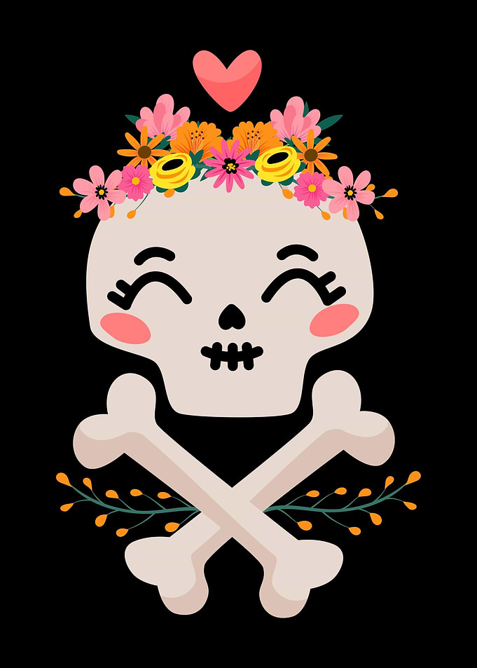 Skull Flowers Skeleton