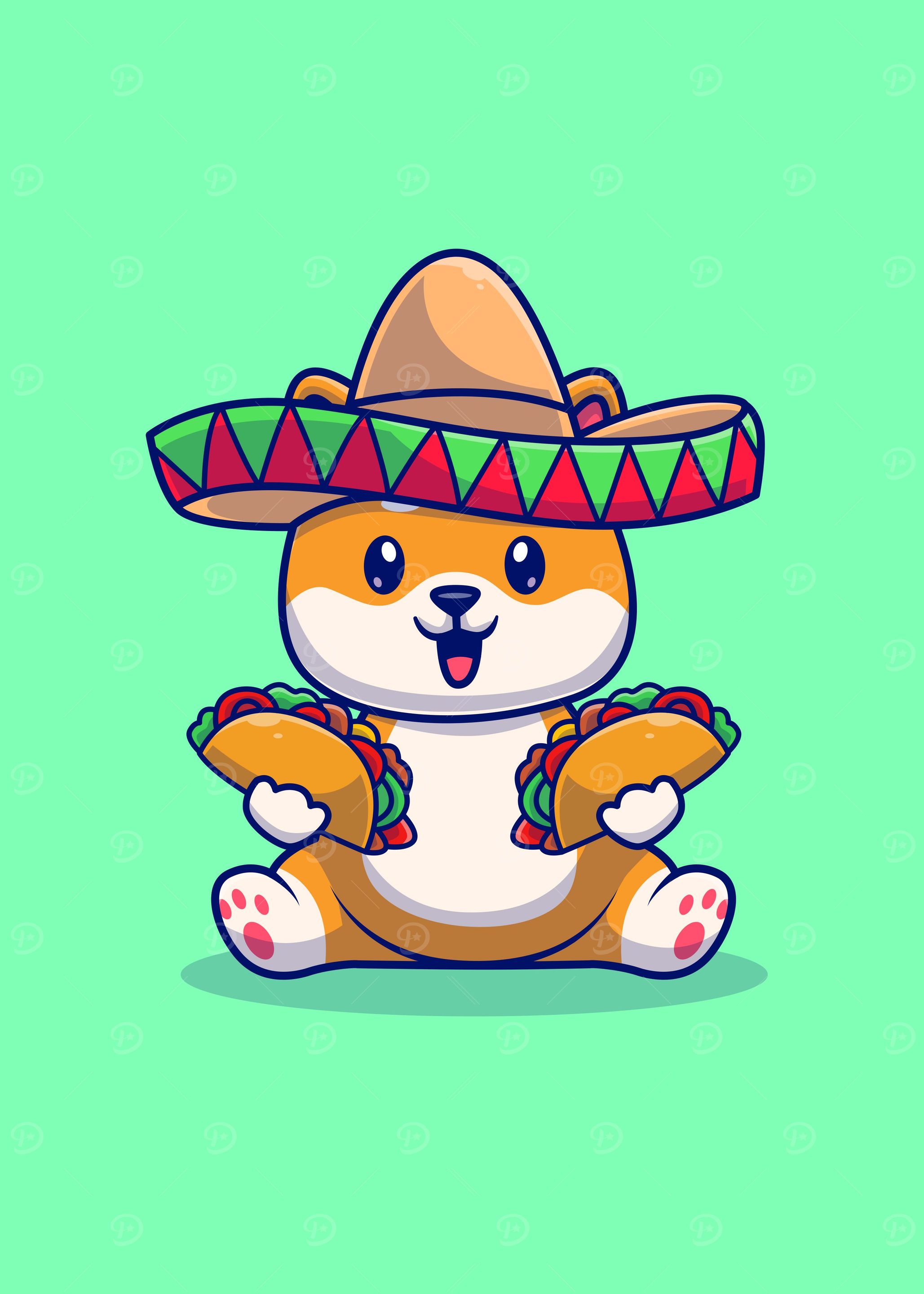 shiba inu dog eating tacos