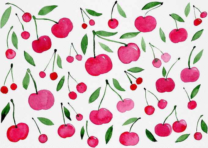 Watercolor cherries