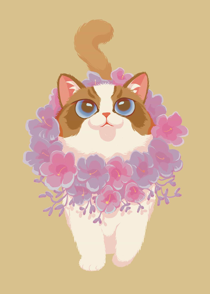 Blue Jacaranda Cat