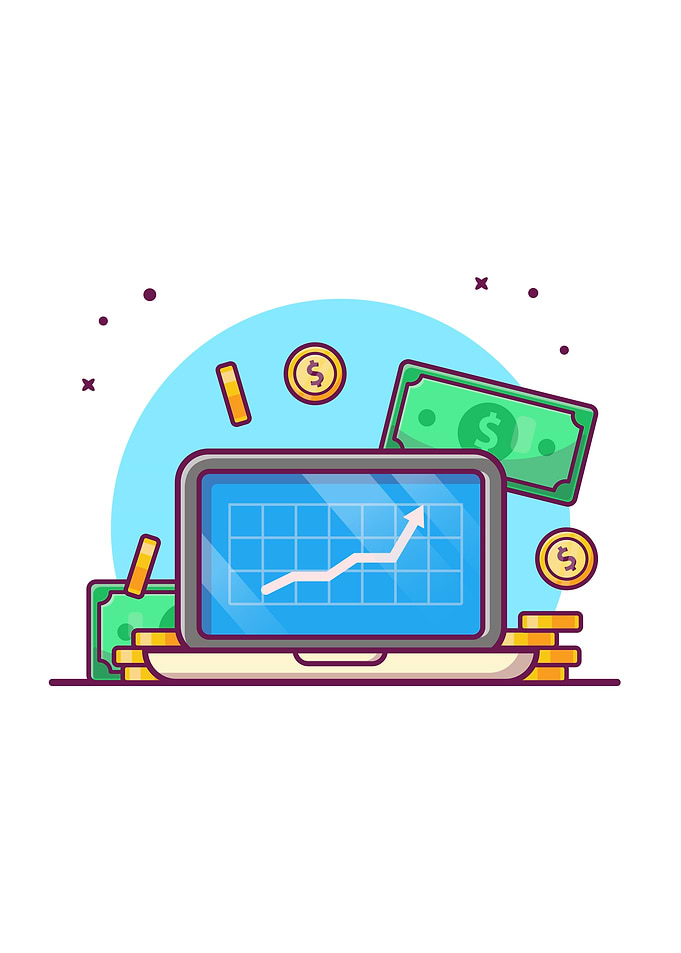 Laptop With Coin Money