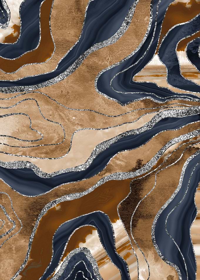 Earthy Navy Marble Silver