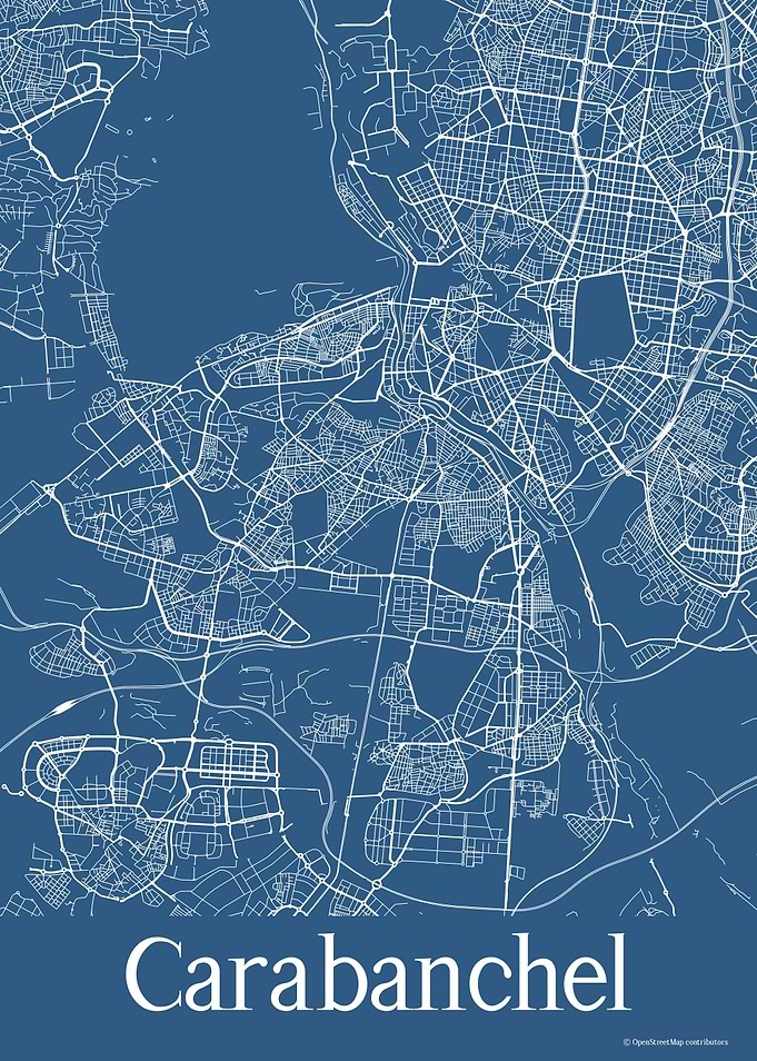 Carabanchel Spain Blue Map
