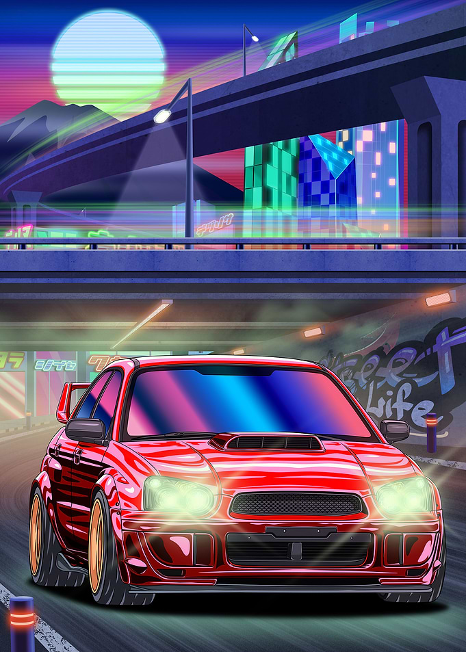 Neon Night Impreza WRX