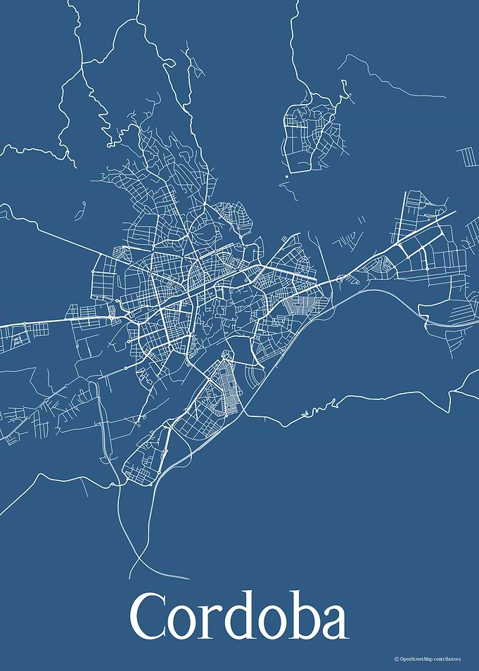 Cordoba Spain Blue Map