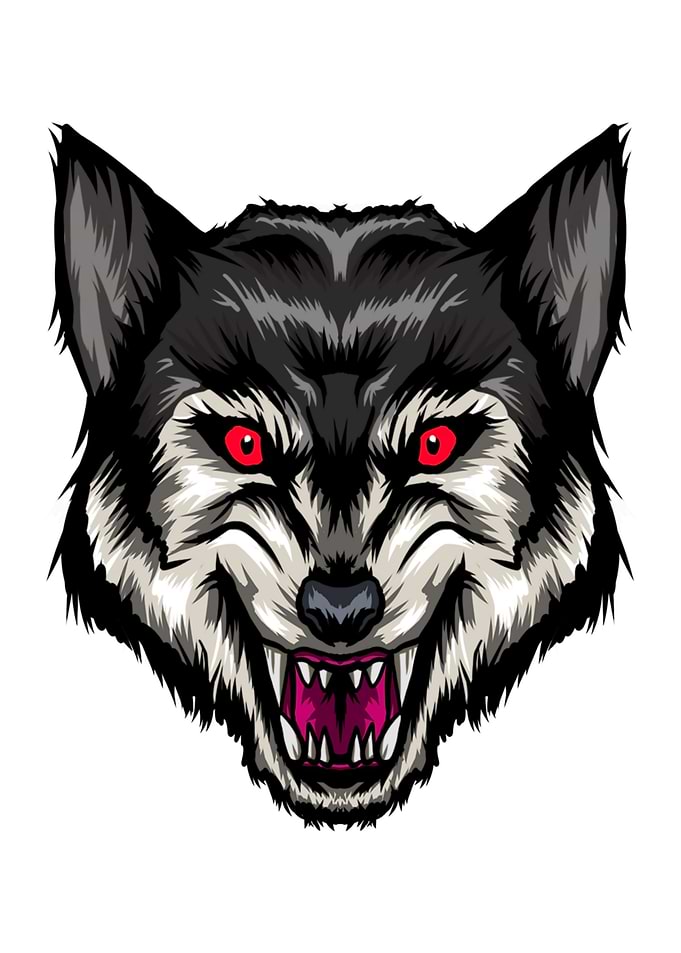 Angry Wolf Head Red Eyes
