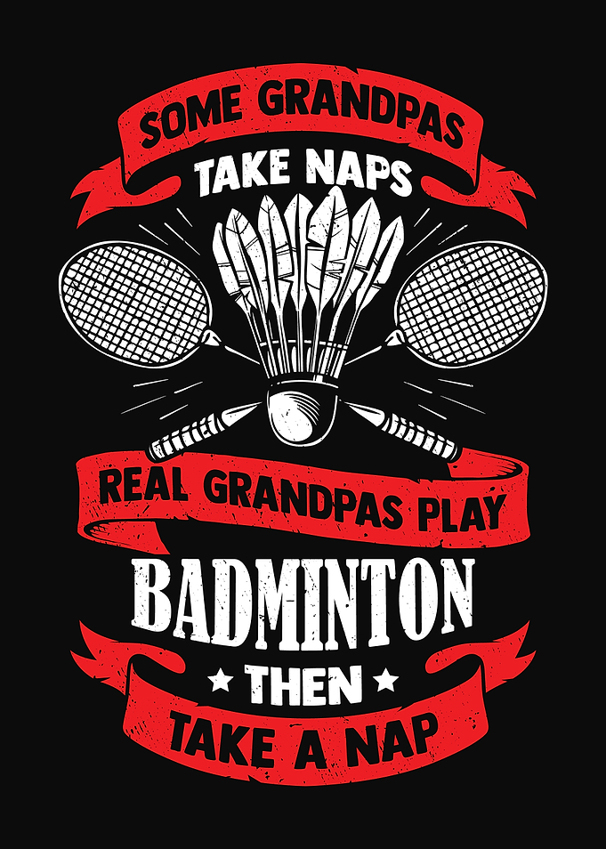 Funny Badminton Grandpa