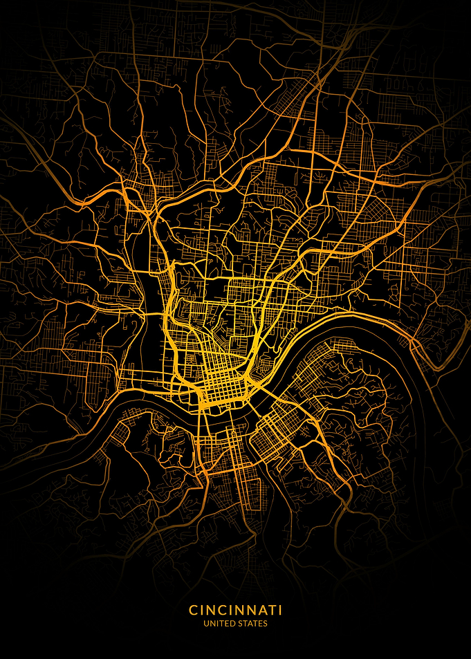 Cincinnati City Map Gold