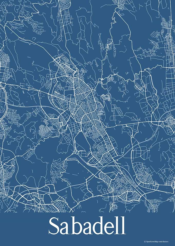 Sabadell Spain Blue Map