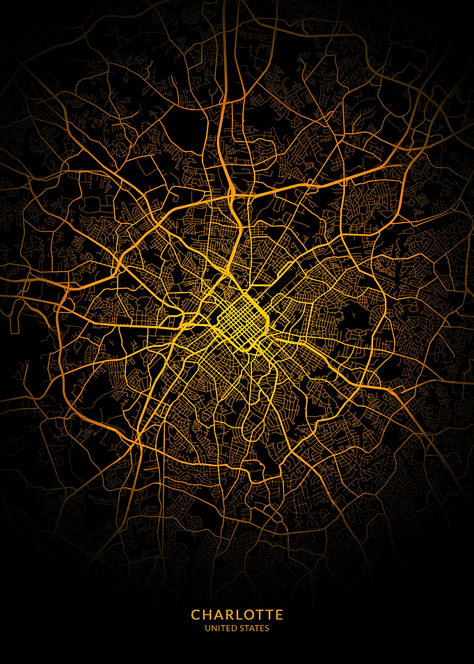 Charlotte City Map Gold