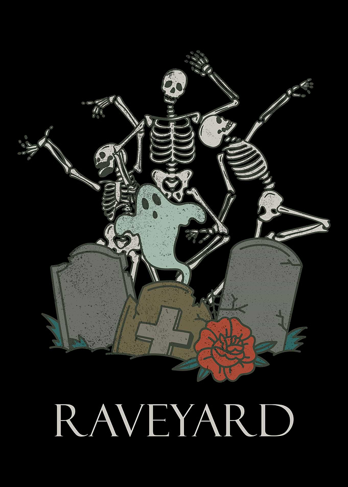 Funny Skeleton Raving Rave