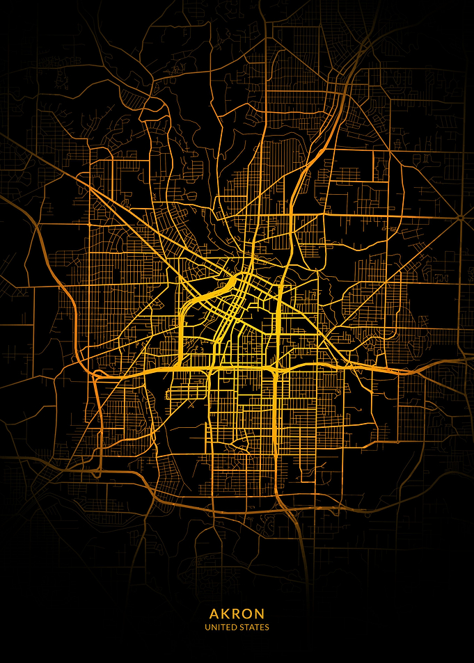 Akron City Map Gold