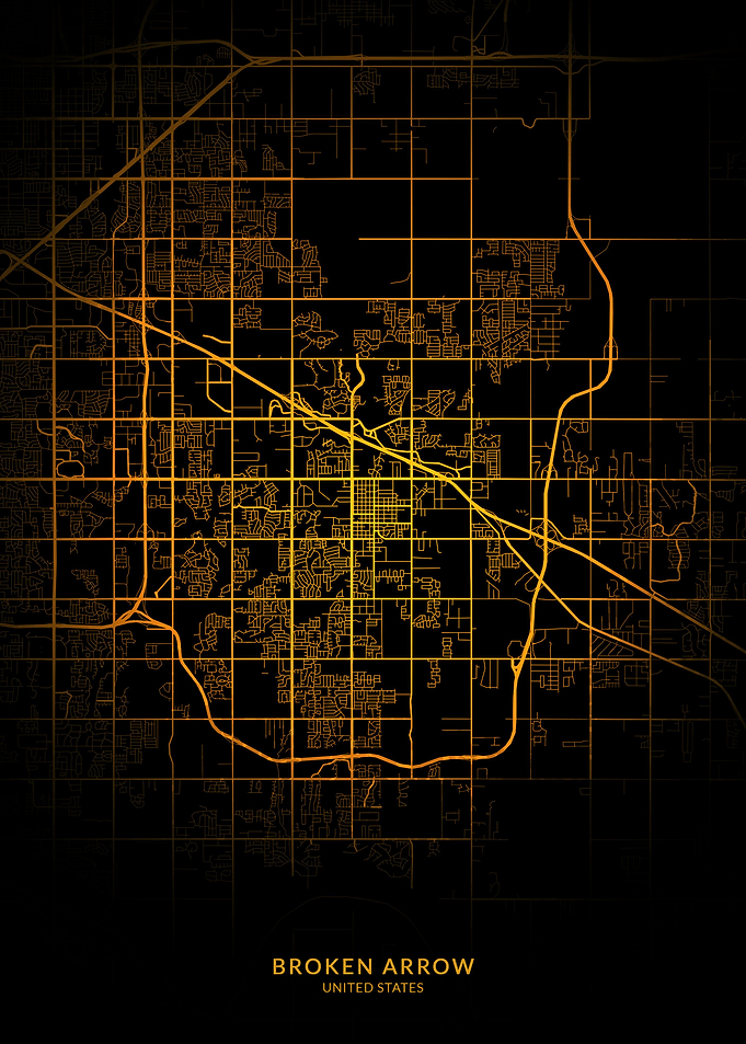Broken Arrow City Map Gold