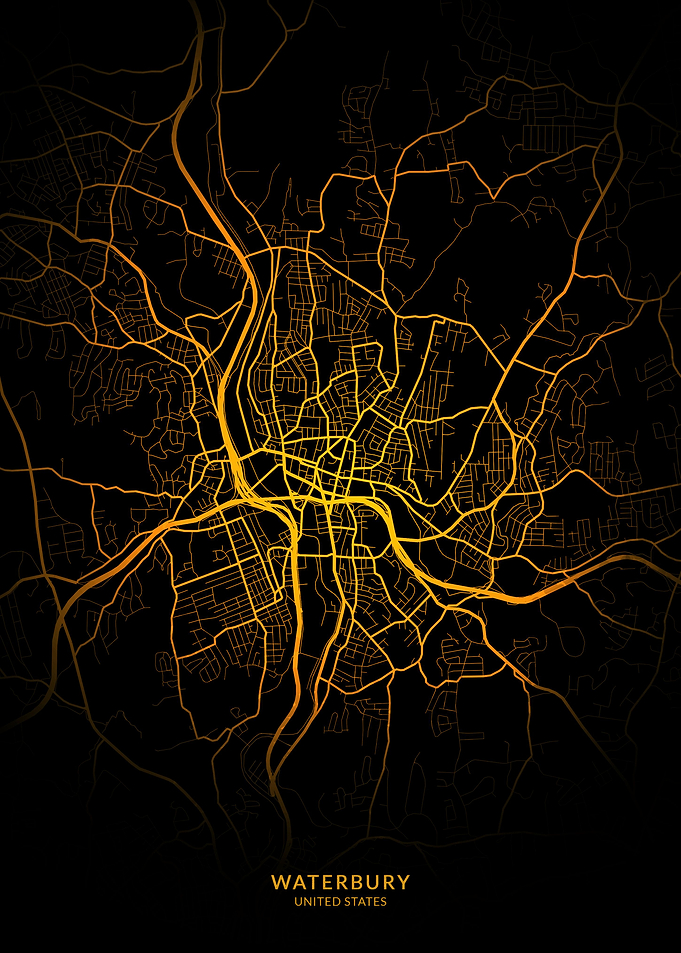 Waterbury City Map Gold