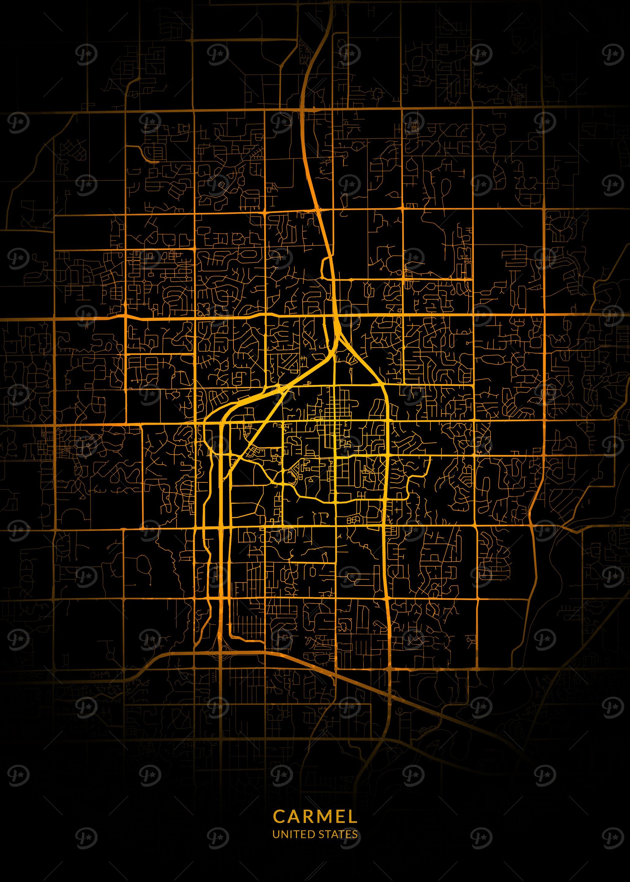Carmel City Map Gold