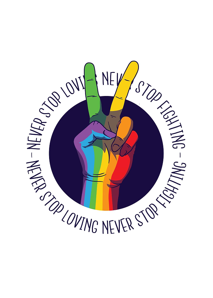 Pride peace hand design