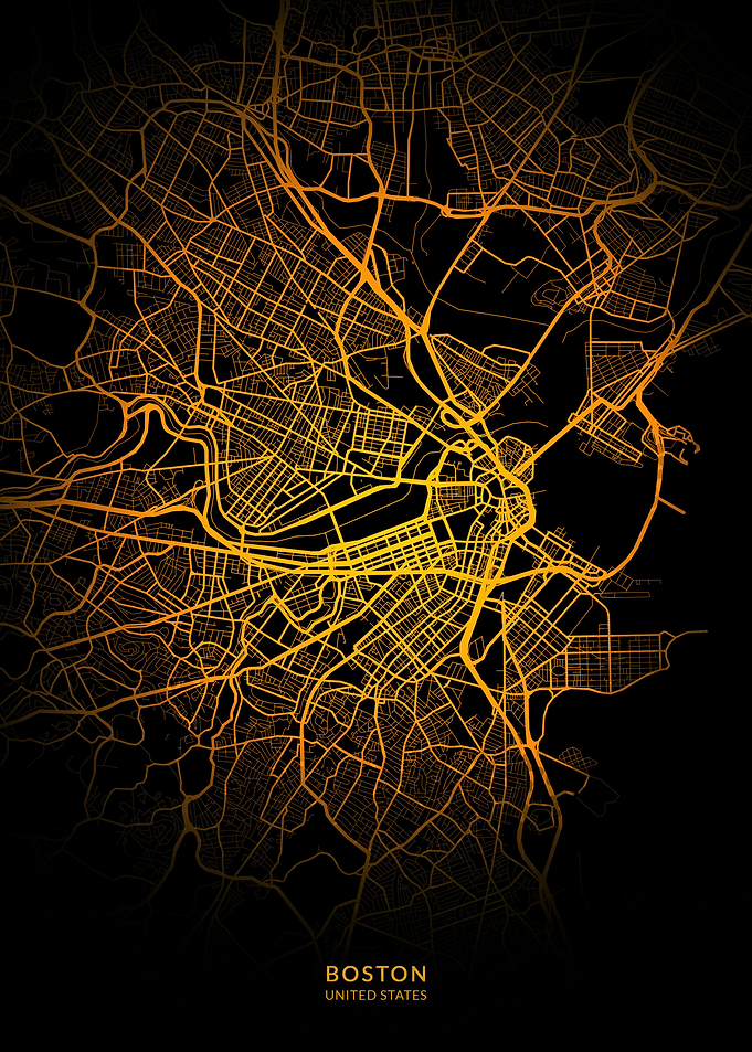Boston City Map Gold