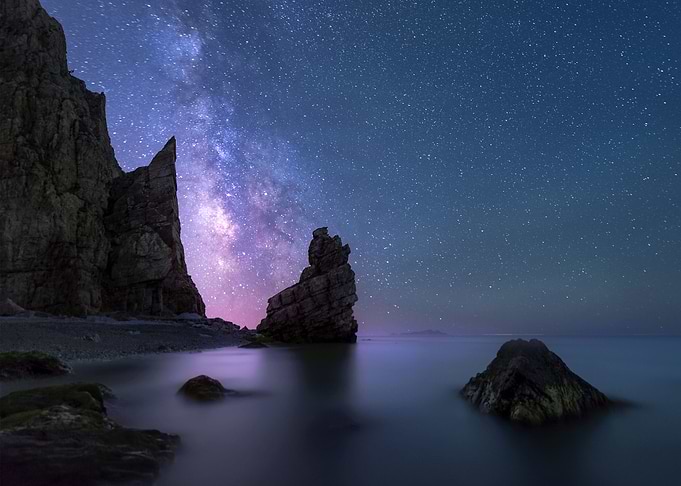 Rocks at starry Sky