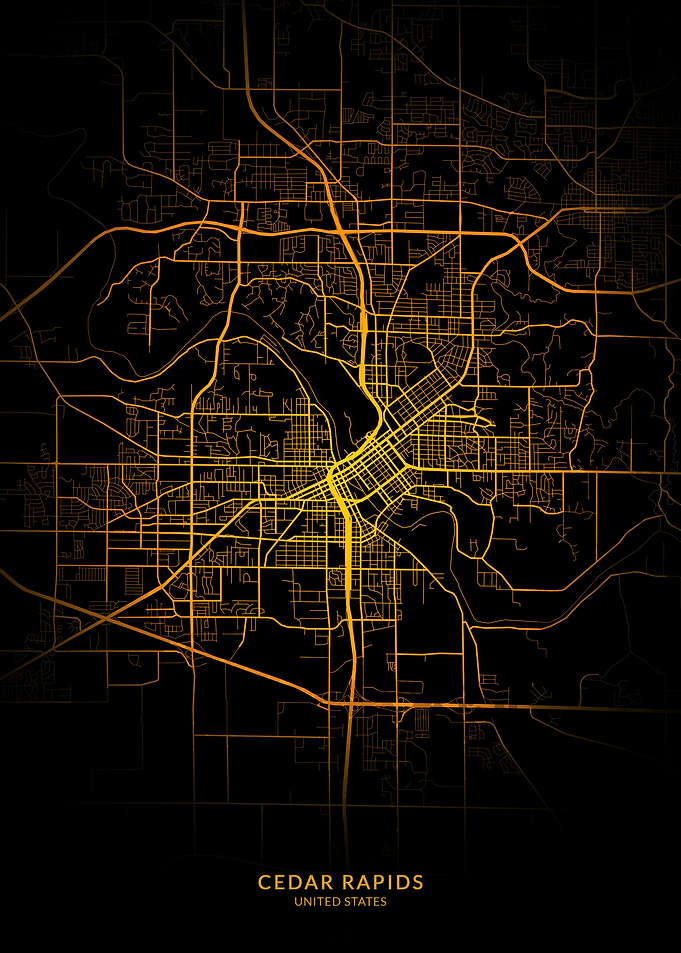 Cedar Rapids City Map Gold