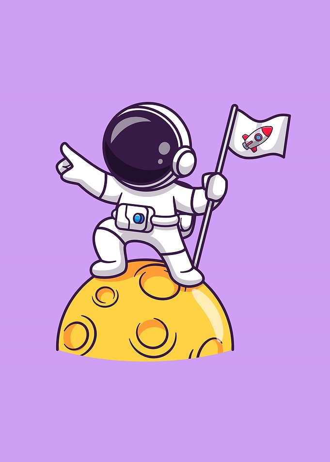 astronaut holding flag on