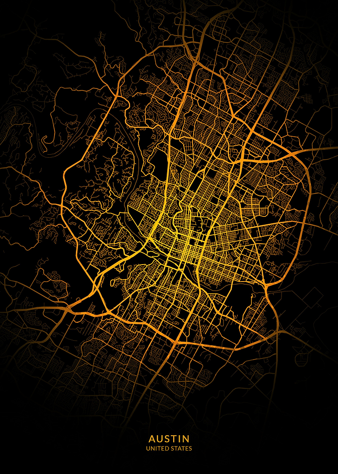 Austin City Map Gold