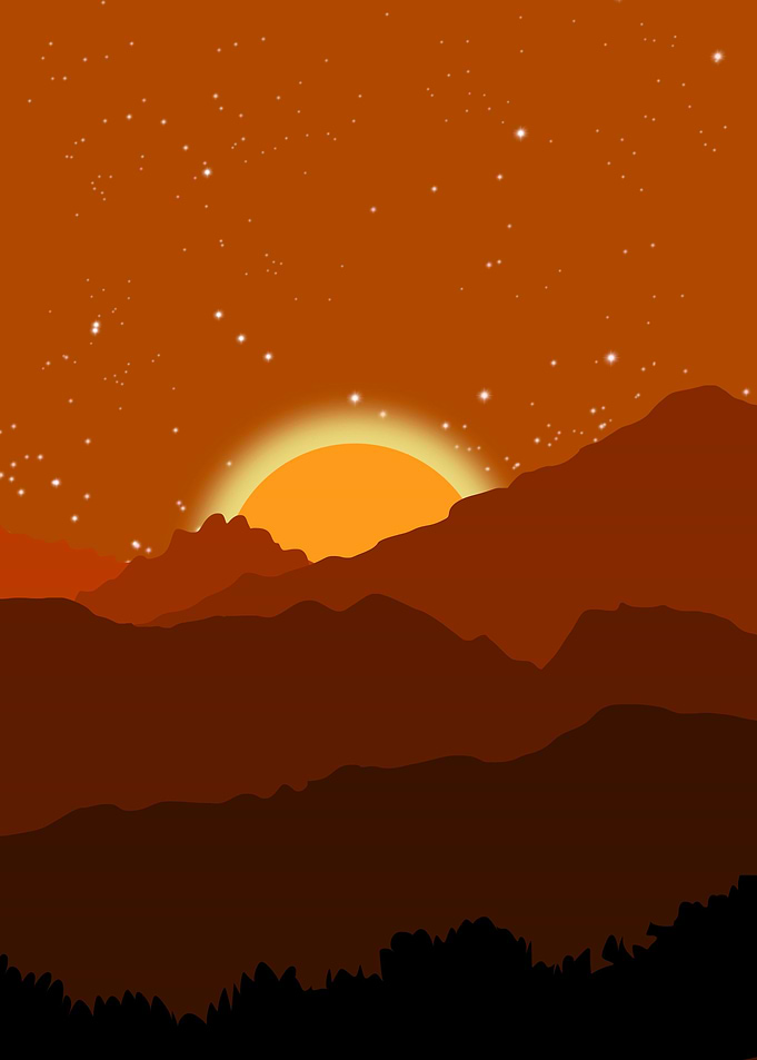 Sunset on the mountain