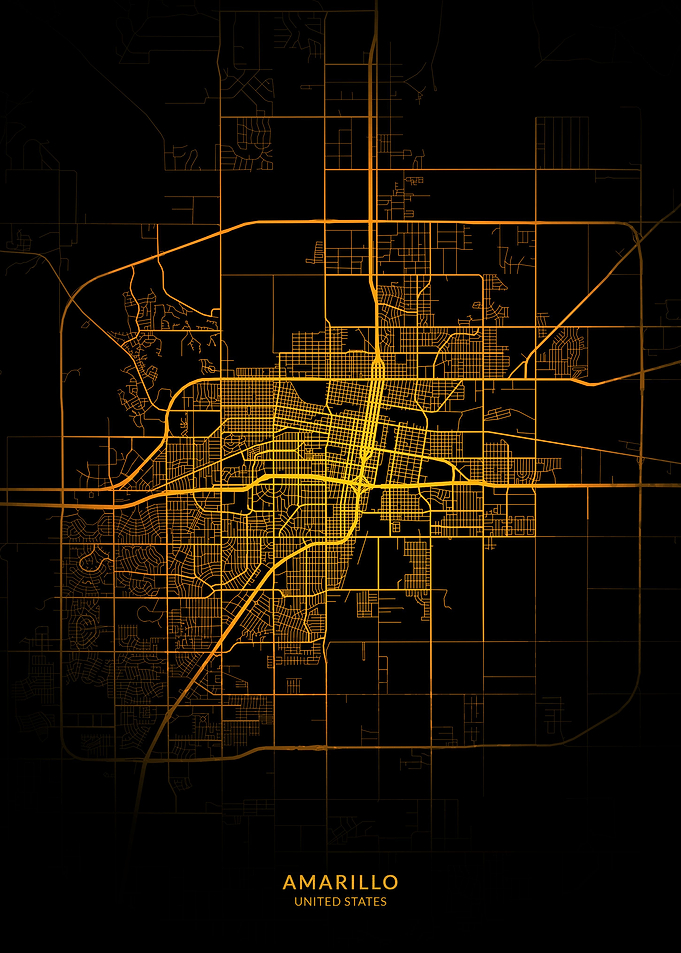 Amarillo City Map Gold