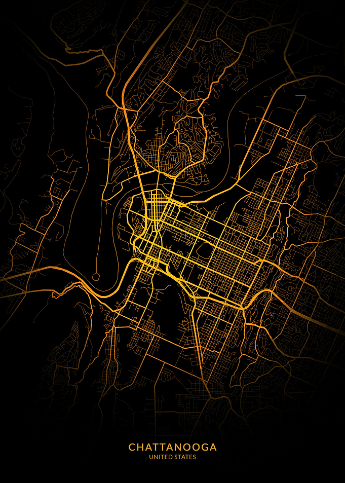 Chattanooga City Map Gold