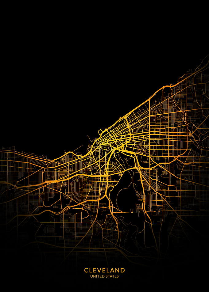 Cleveland City Map Gold