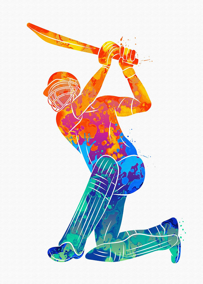 Abstract playing cricket