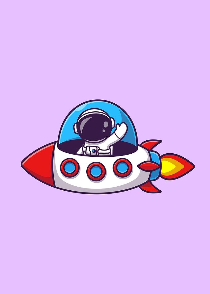 Astronaut riding rocket