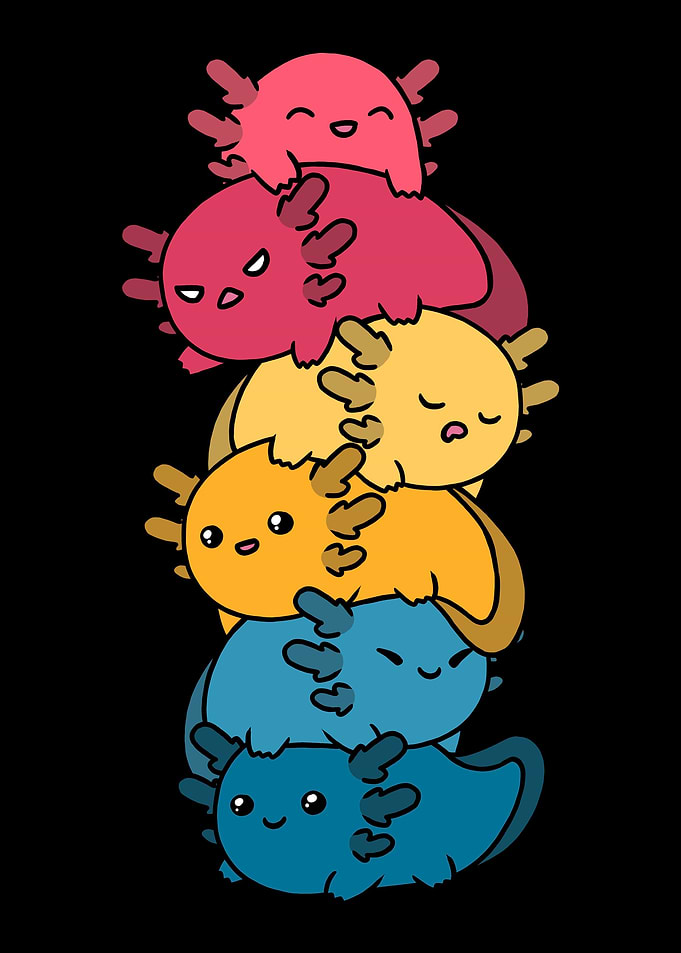 Kawaii Axolotl Pile