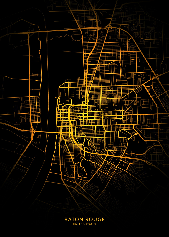 Baton Rouge City Map Gold