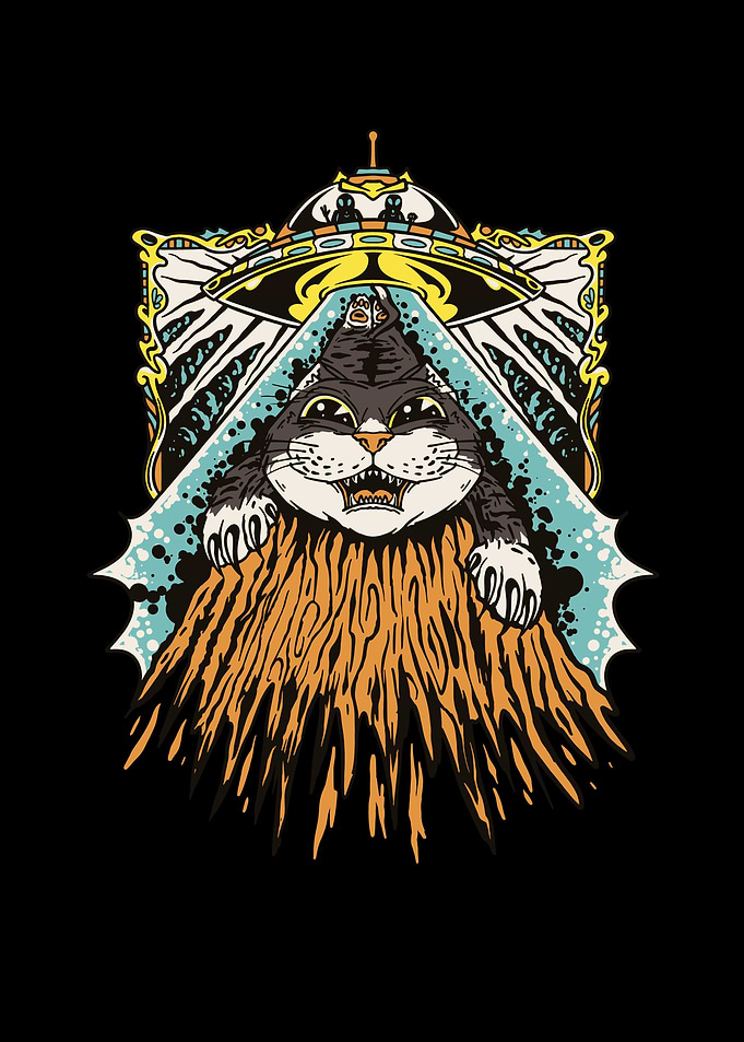 Alien abduction cat design