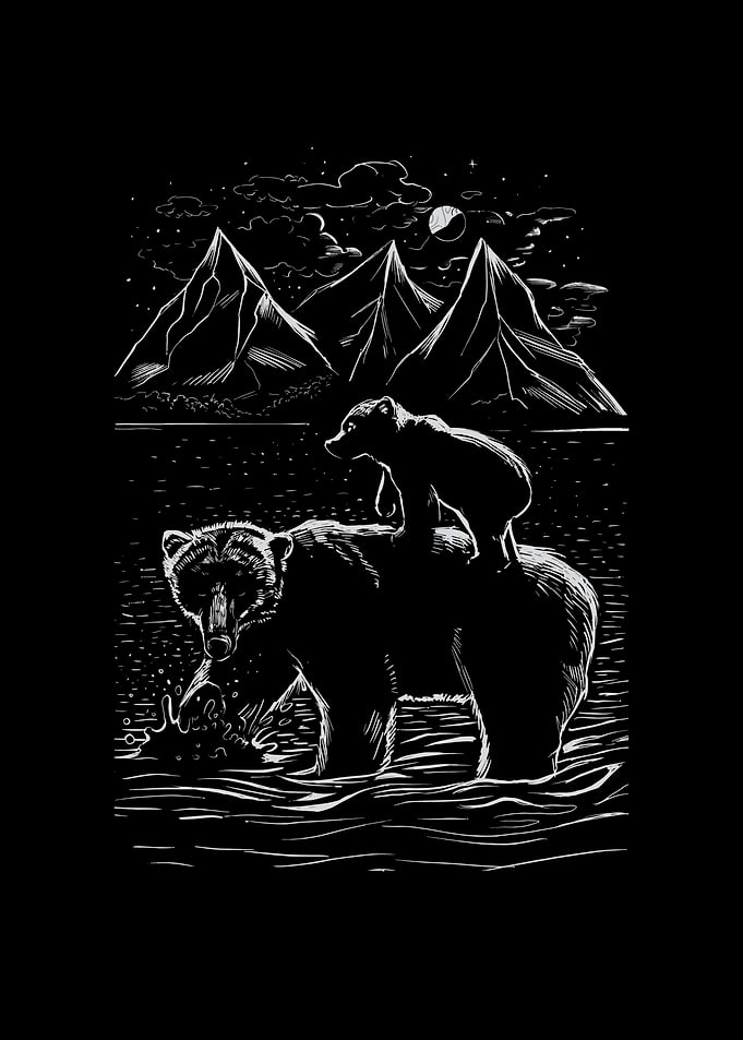 Bear family in nature