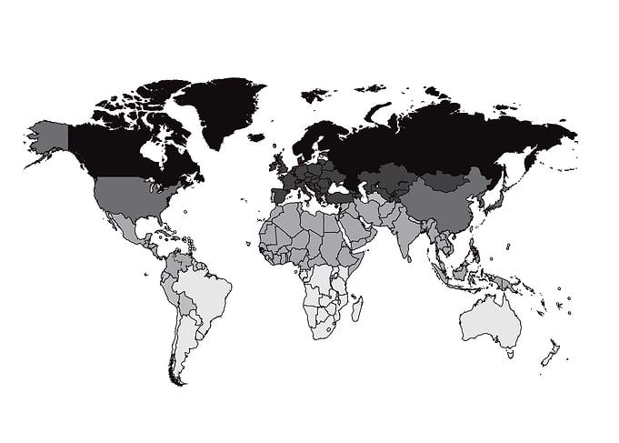 World map infographic blac