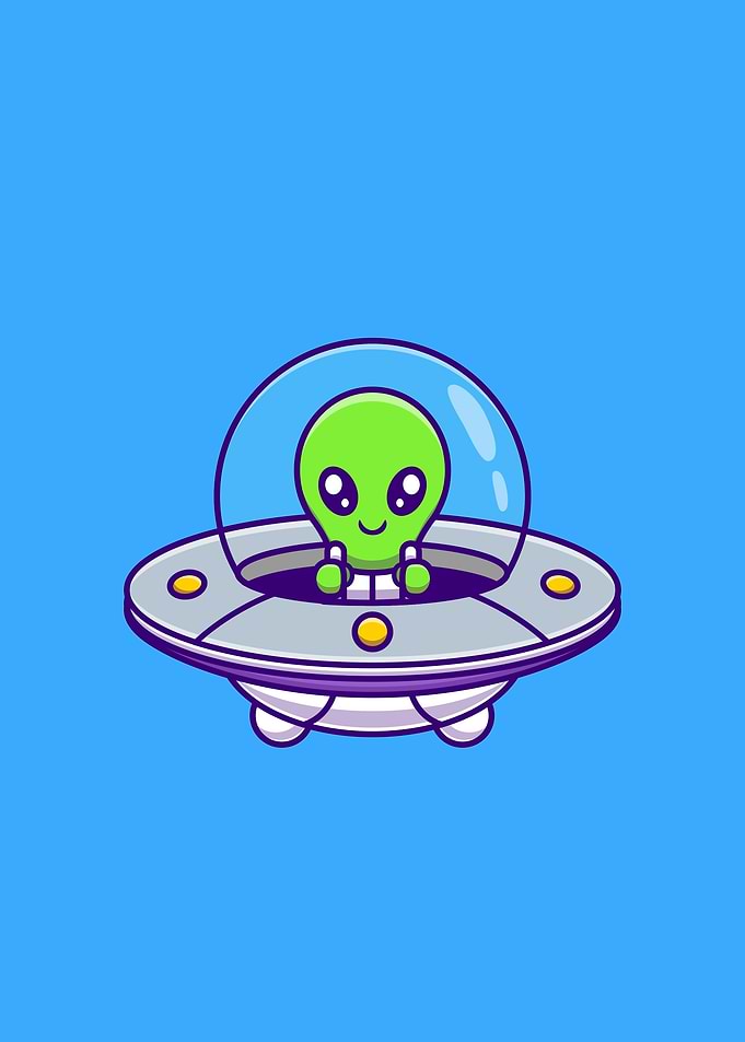 alien flying with ufo