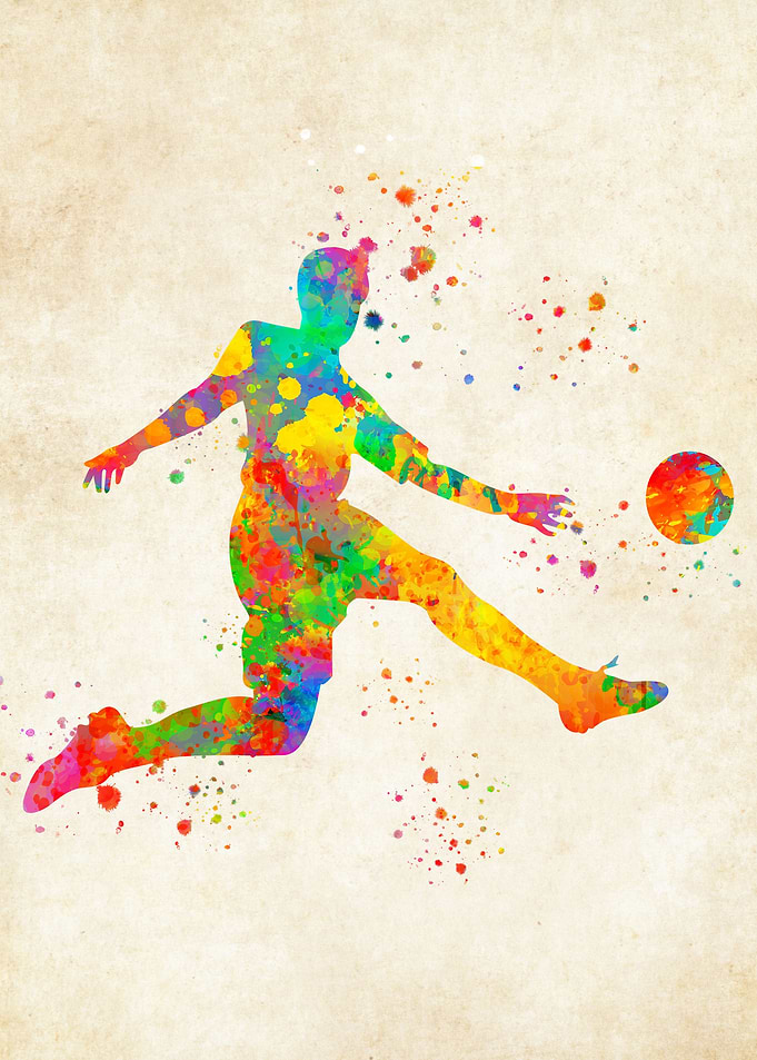 Football watercolor player