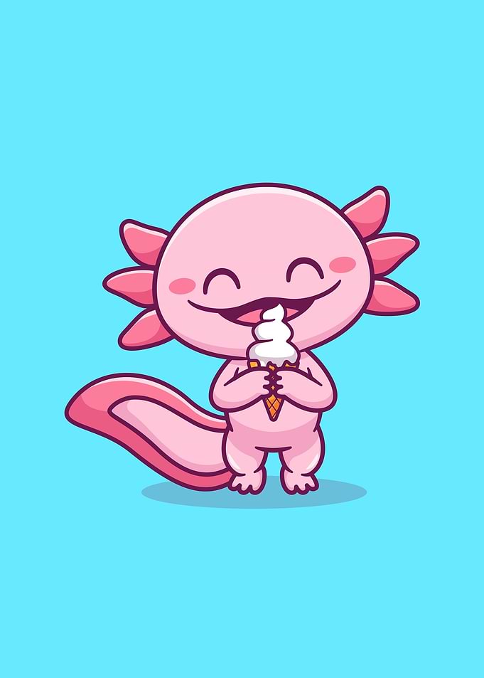 axolotl eating ice cream