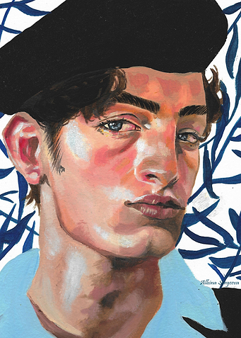 Blue leafs portrait man