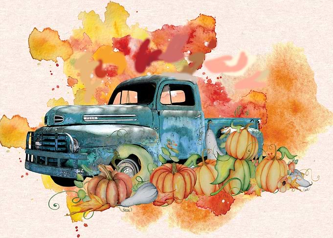 Truck with pumpkin