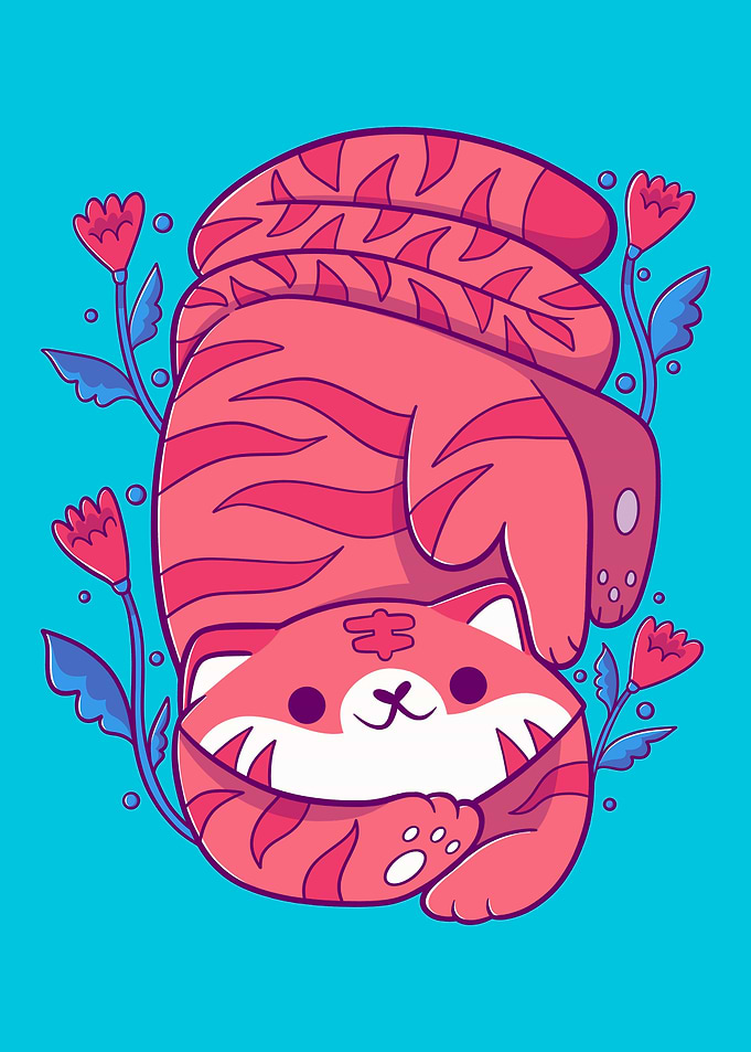 Pink Flower Tiger