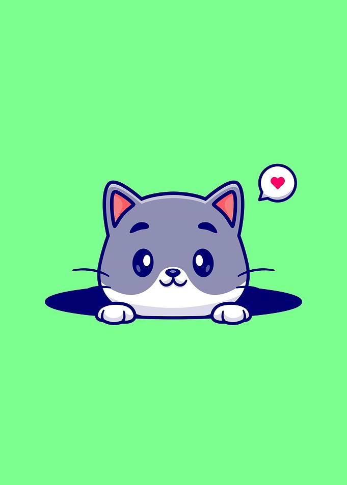 Cute cat in hole