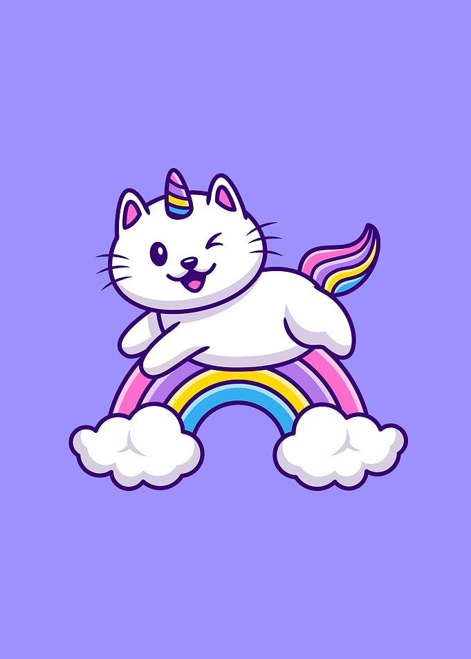 Cute cat unicorn flying