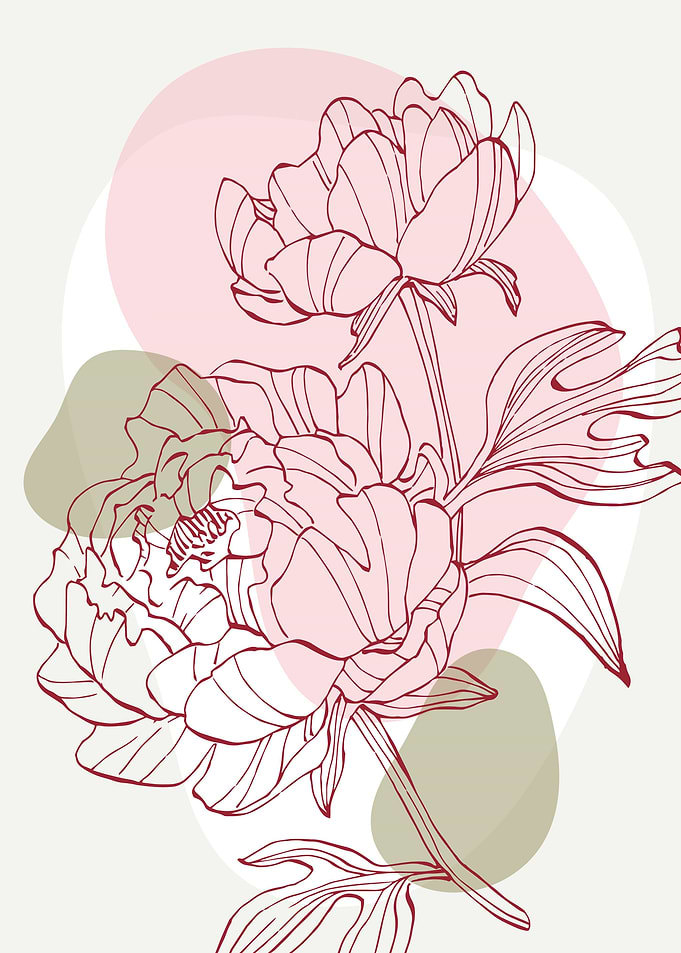 Peony Flowers Art