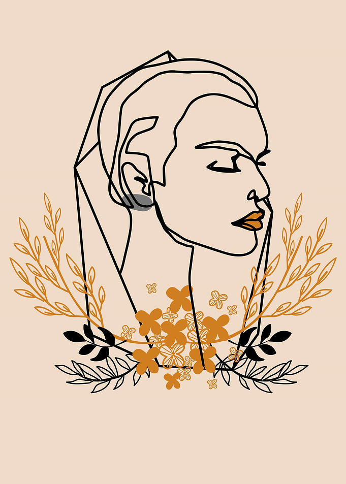 Woman with Flowers Abstrac