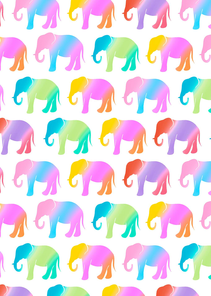 Colorful elephants pattern